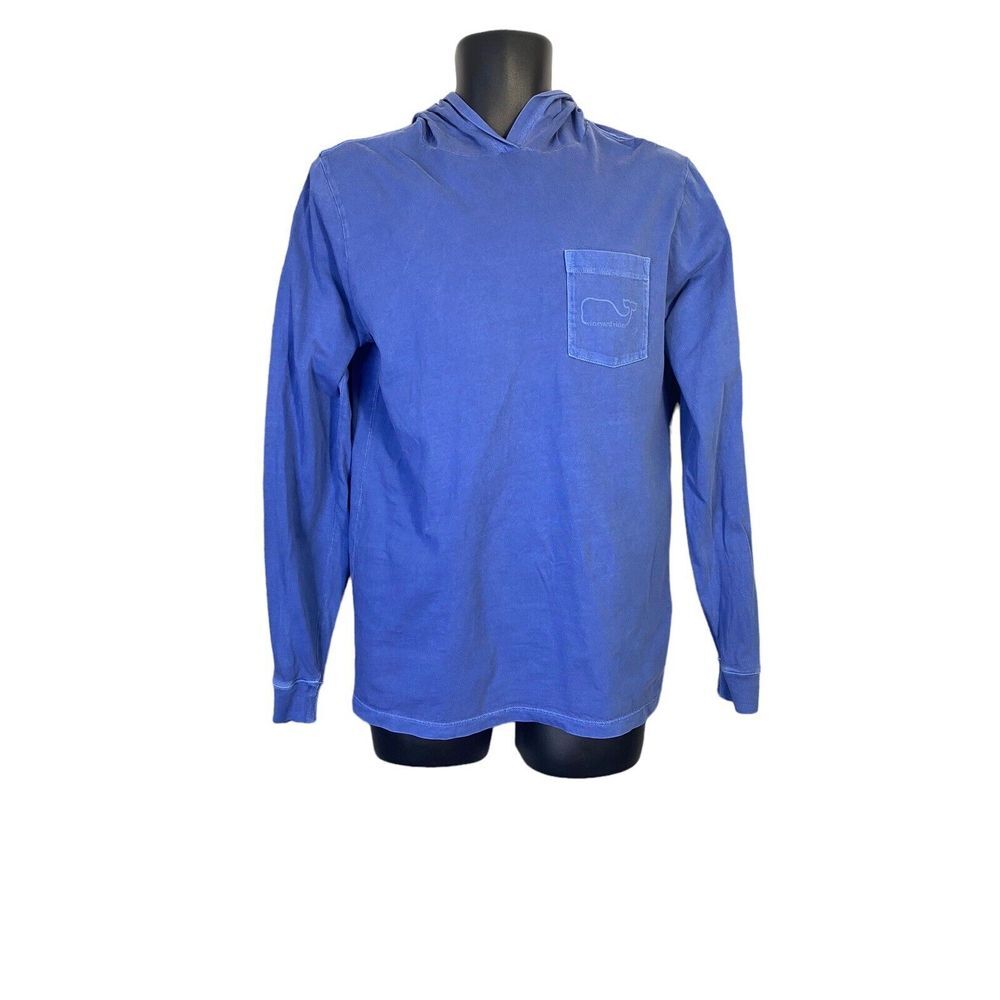 Vineyard‎ Vines Mens Hoodie Shirt Whale Logo Pocket Long Sleeve Blue Size Small